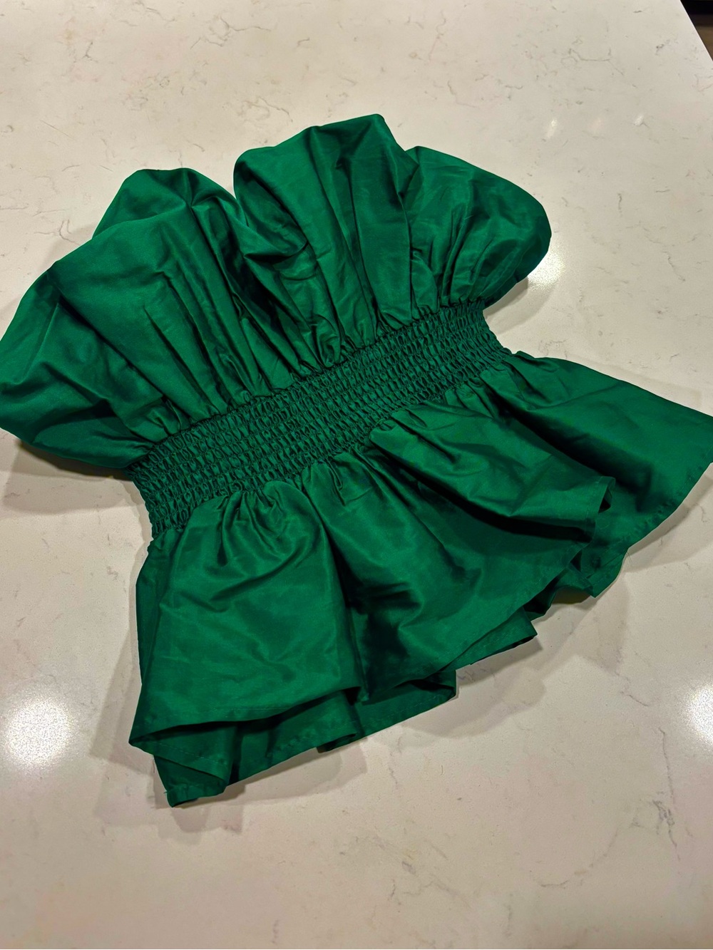 MAJORELLE Emerald Green Smocked Waist Top - Picture 2 of 4
